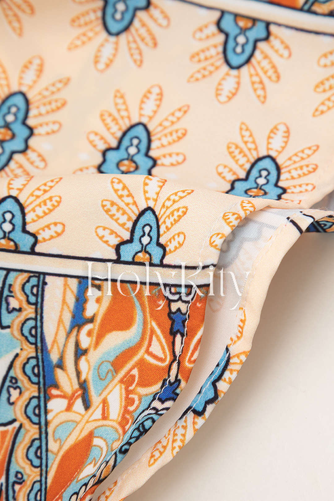 Boho Print Paperbag Waist Wide Leg Shorts