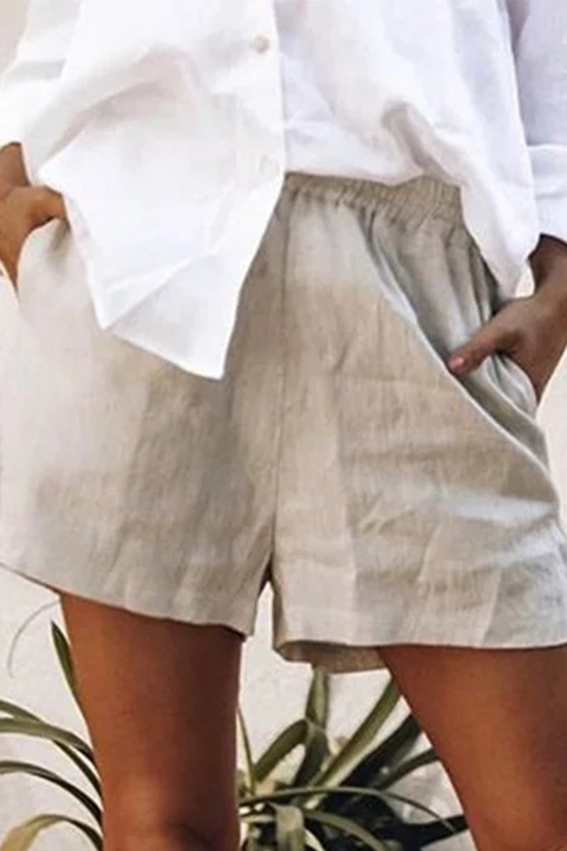 Casual Solid Patchwork Straight Mid Waist Straight Solid Color Bottoms(5 colors)