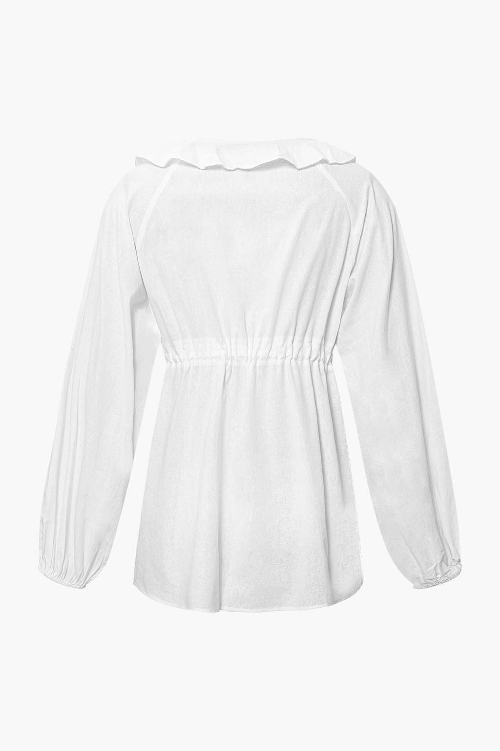 V-neck Frill Tie Front Blouse And Elastic Waist Shorts Set
