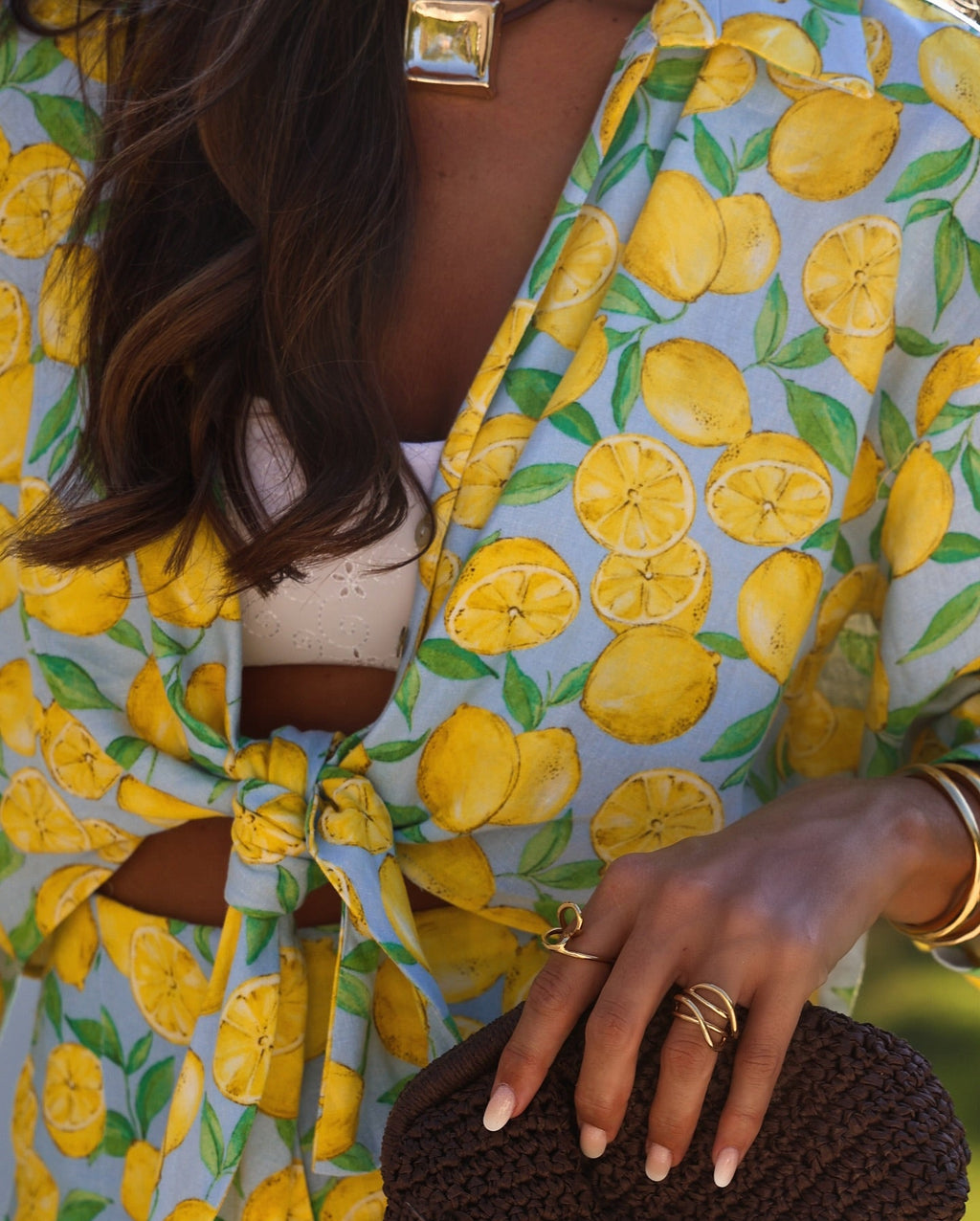 Lemon Print Vacation Shirt and Shorts Set