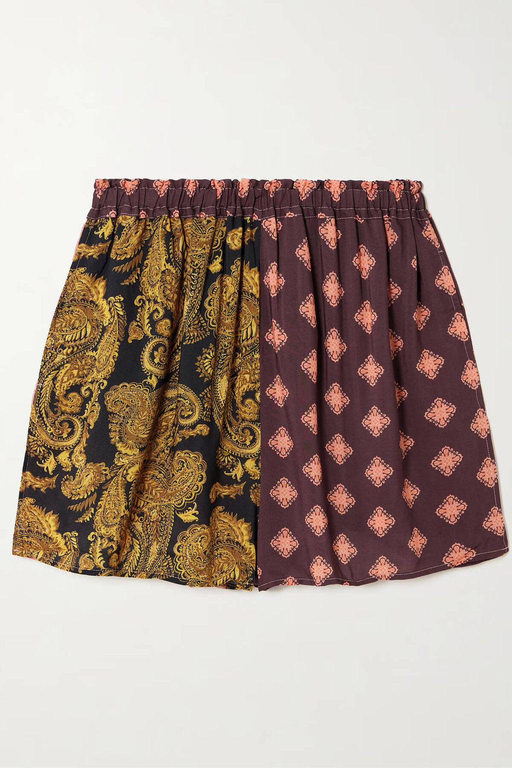 Exquisite Two-Tone Printed Loose Shirt And Pockets Elastic-Waist Shorts Set
