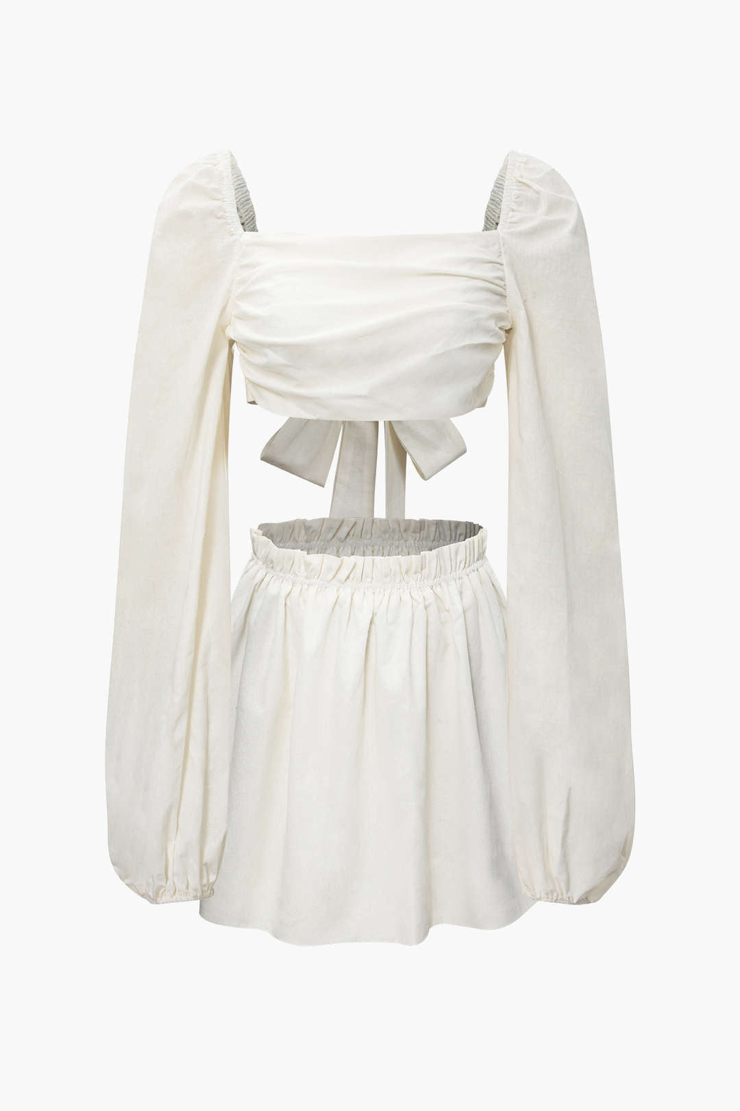 Square Neck Tie Back Crop Top And Elastic Waist Shorts Set
