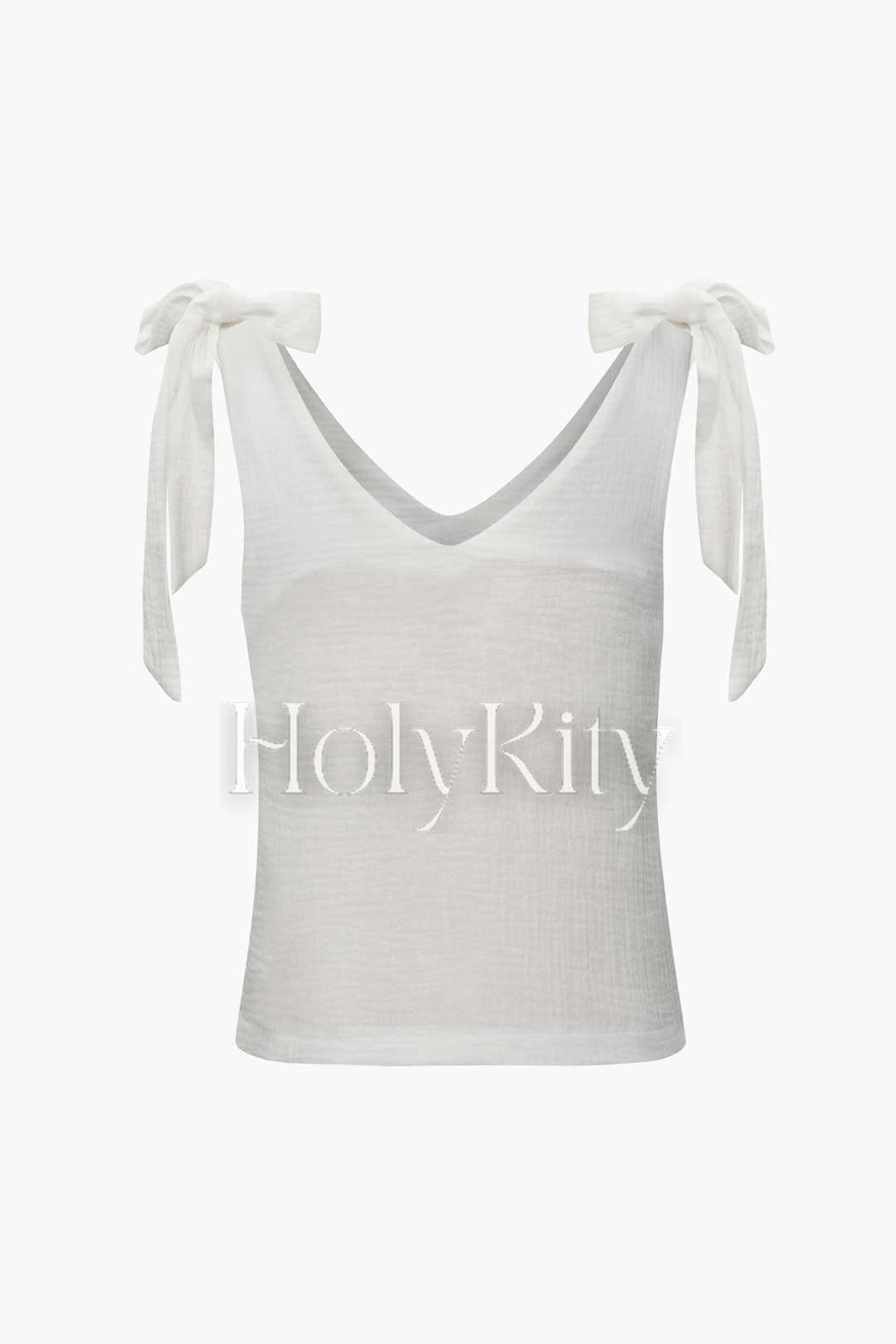 Linen-Blend Knot Strap Tank Top And Shorts Set