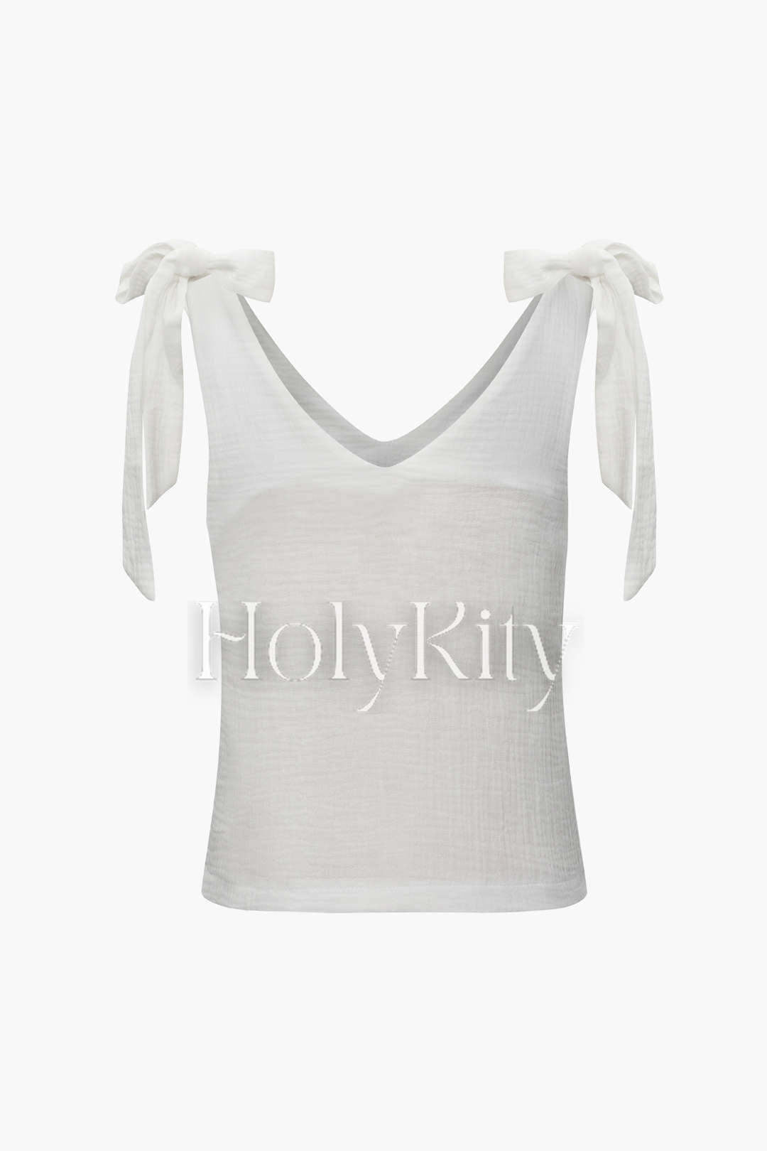 Linen-Blend Knot Strap Tank Top And Shorts Set