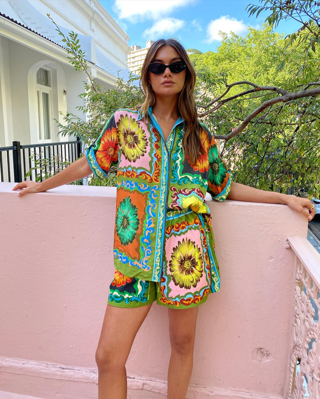 Vacation Printed Short Slevees Shirt and Shorts Set