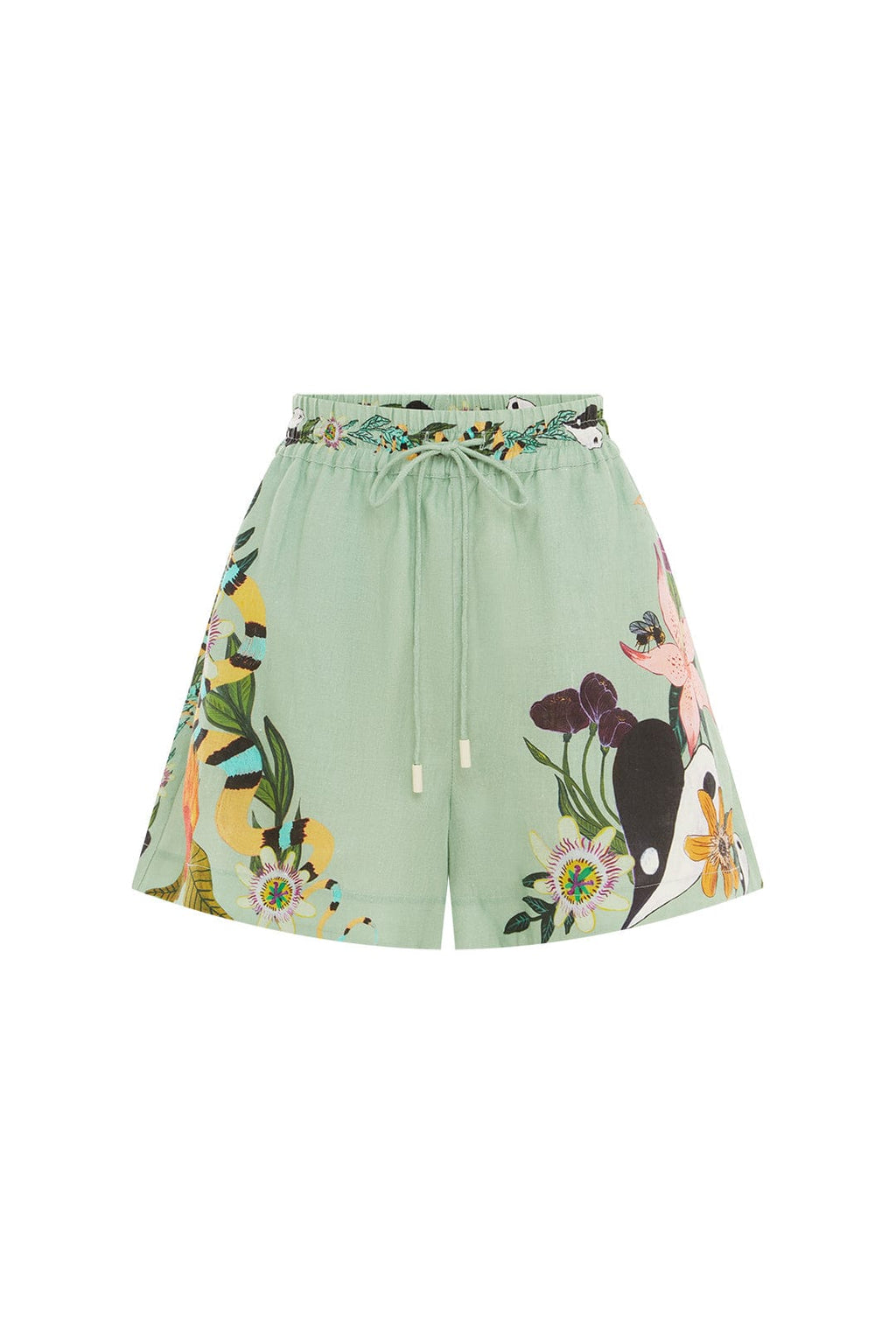 Green Printed Short Slevees Shirt and Shorts Set