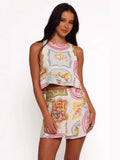 Retro Linen Vest & Shorts  Set