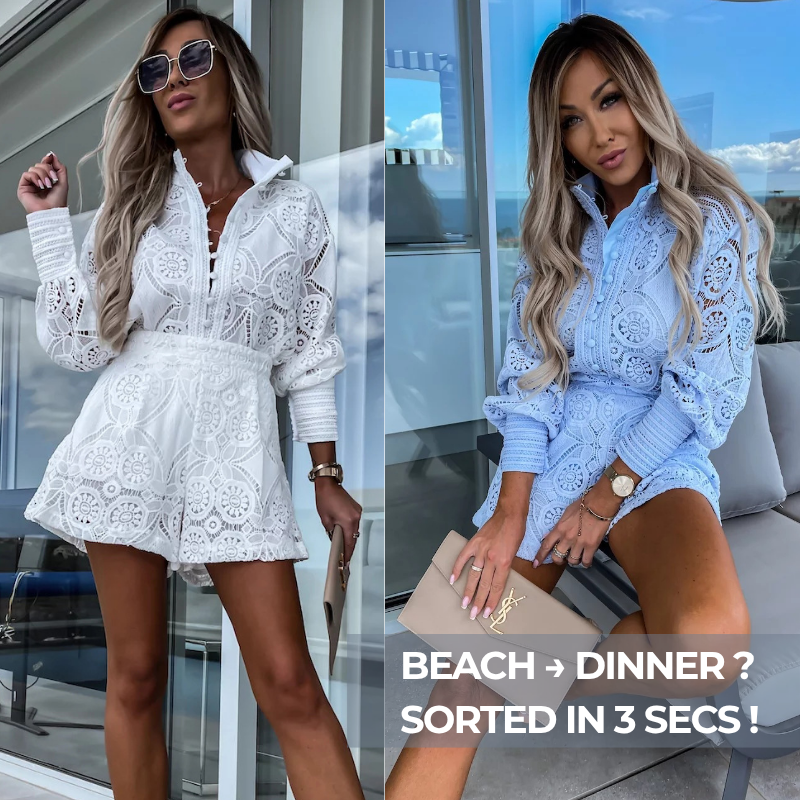 Fashion Lace Shirt and Shorts Set