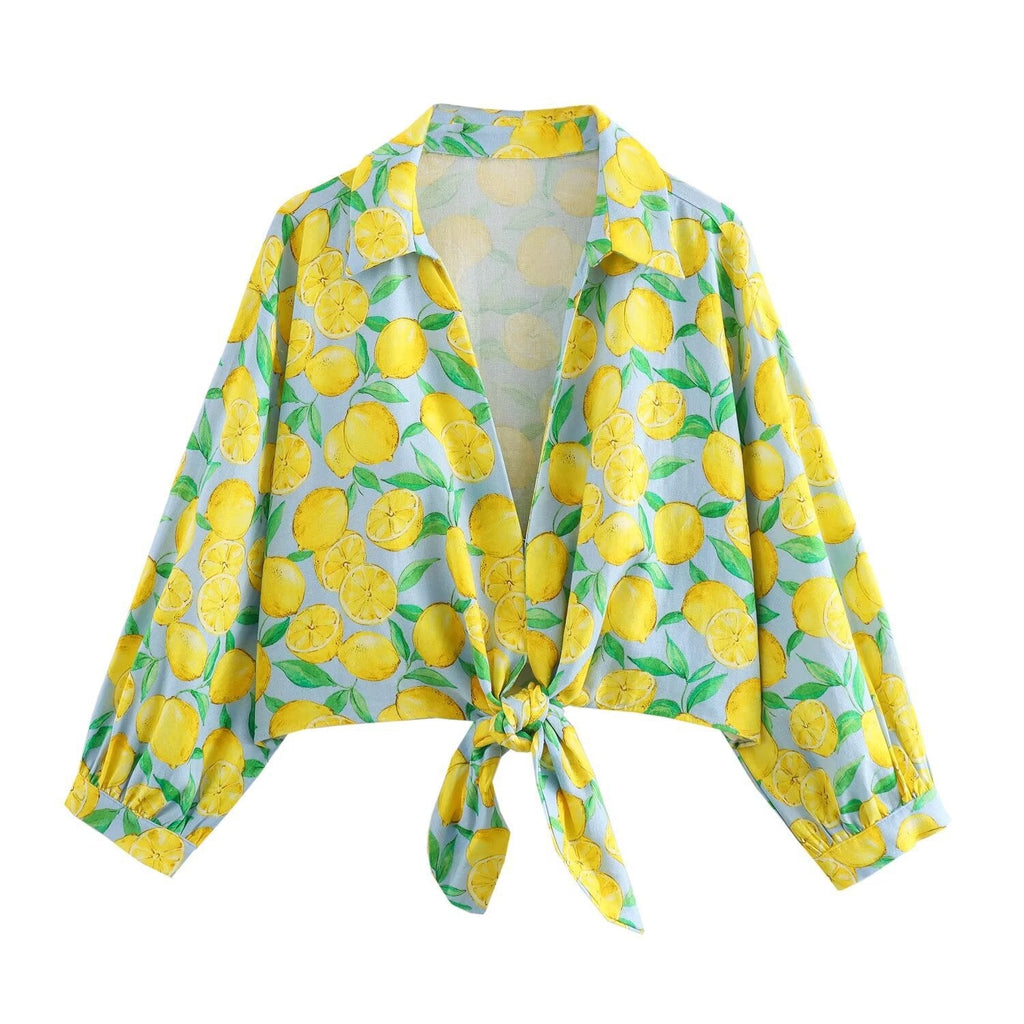 Lemon Print Vacation Shirt and Shorts Set