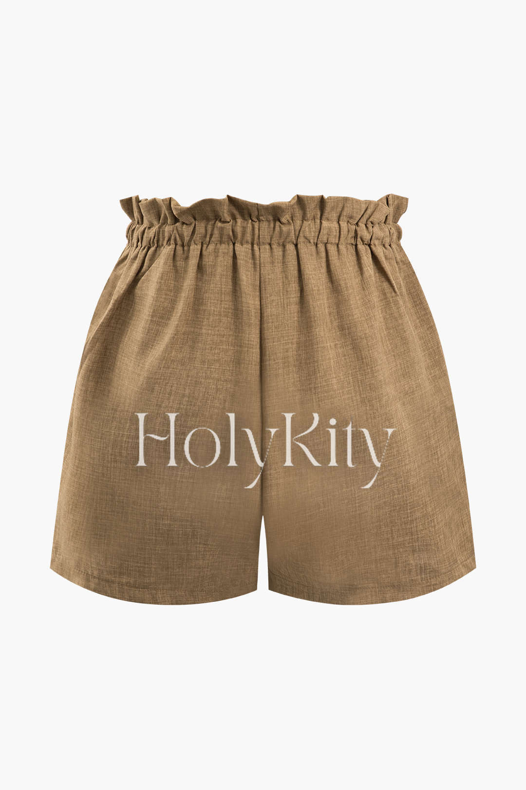 Linen-Blend Frill Tie Waist Shorts
