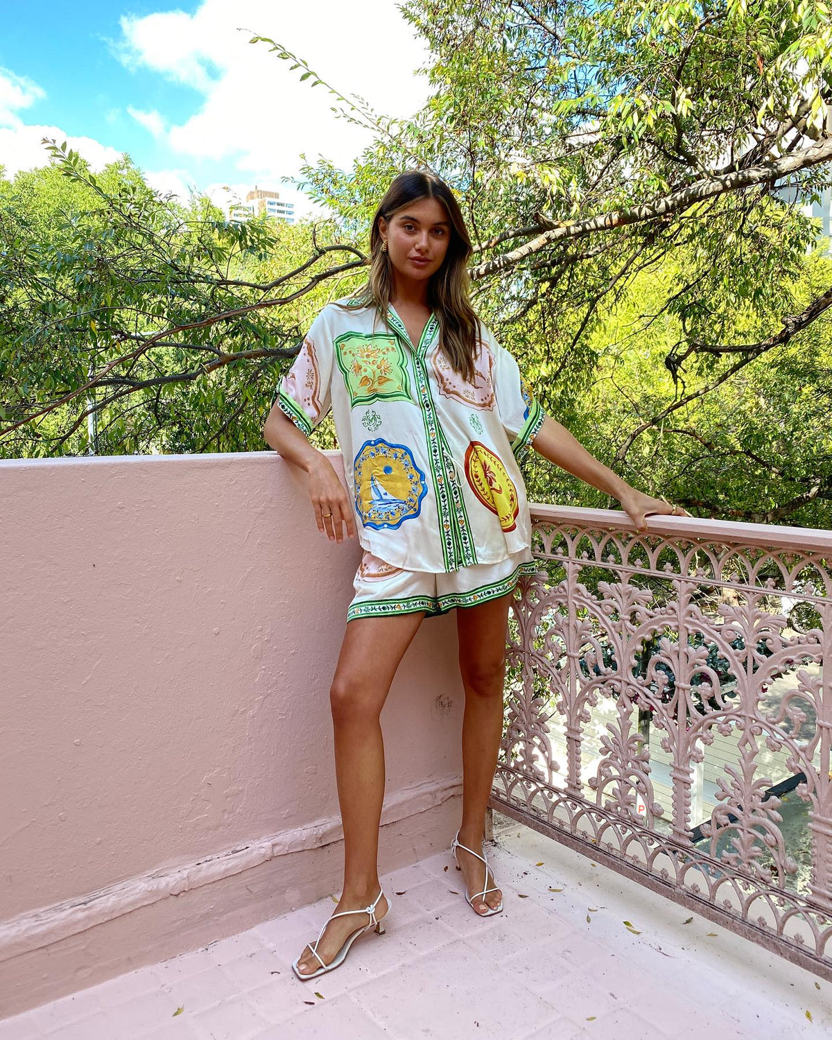 Vacation Printed Short Slevees Shirt and Shorts Set