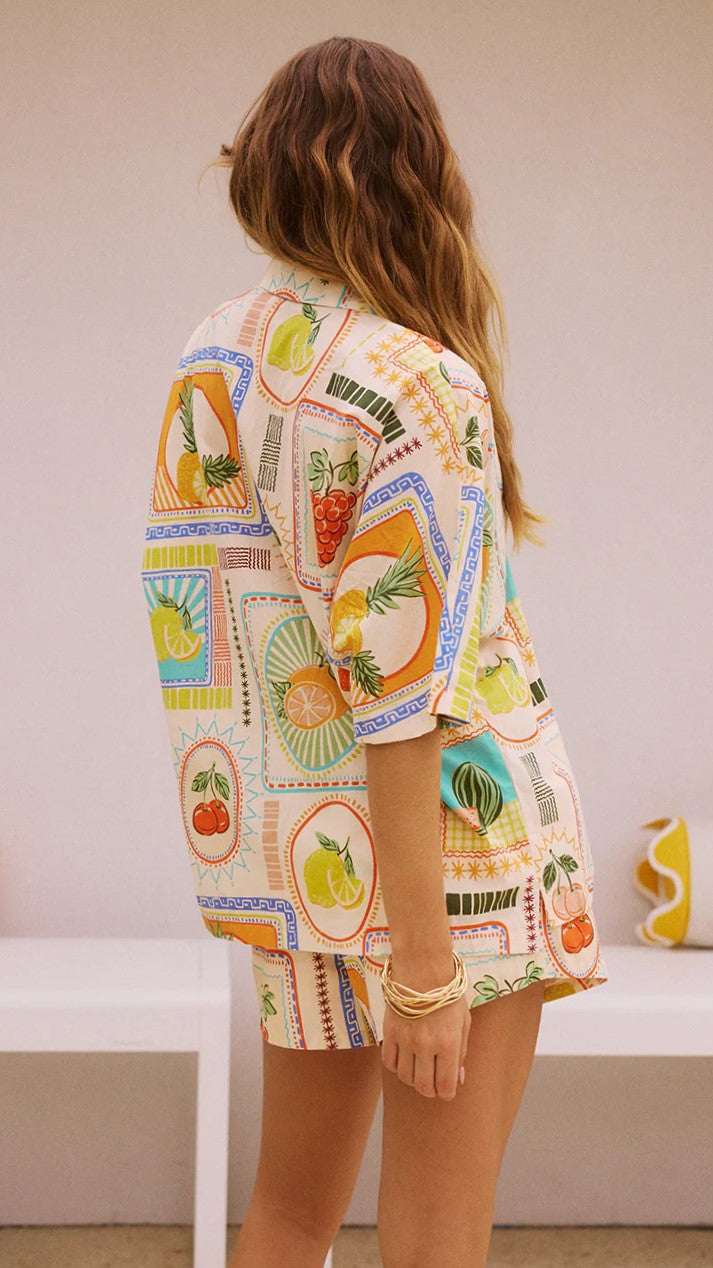Casual Graffiti Printed Shirt and Shorts Set