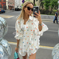 Ruffle Heart Printed Shirt and Shorts Set