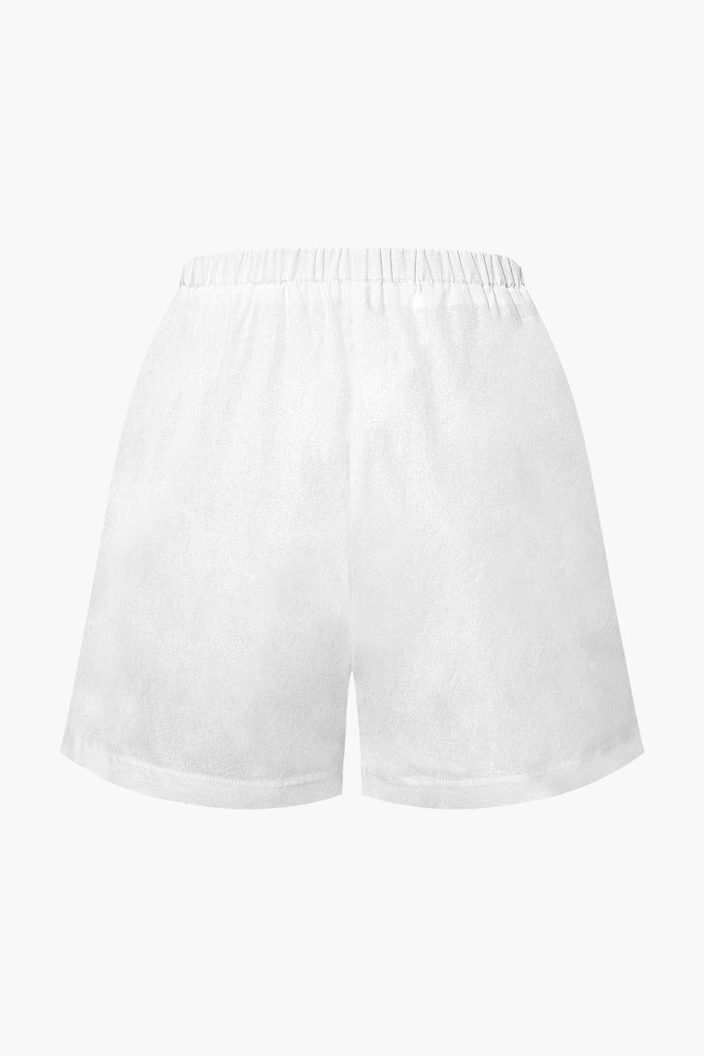 V-neck Frill Tie Front Blouse And Elastic Waist Shorts Set