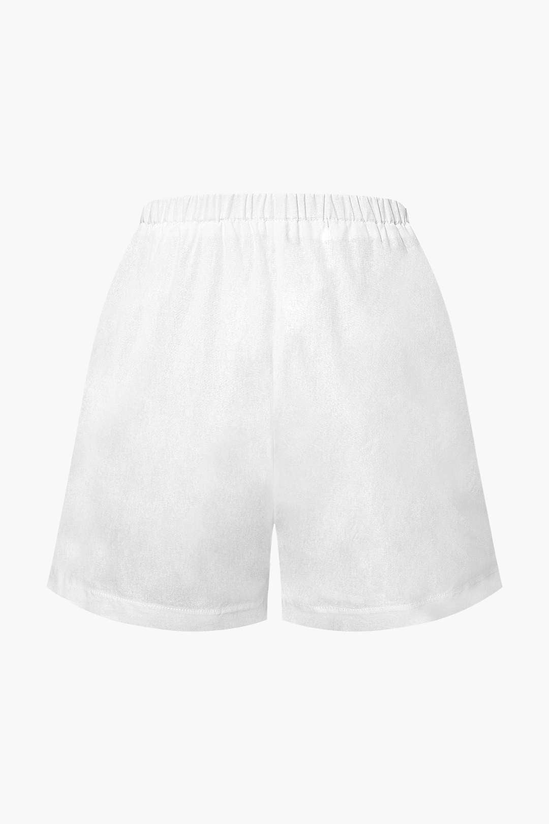 V-neck Frill Tie Front Blouse And Elastic Waist Shorts Set