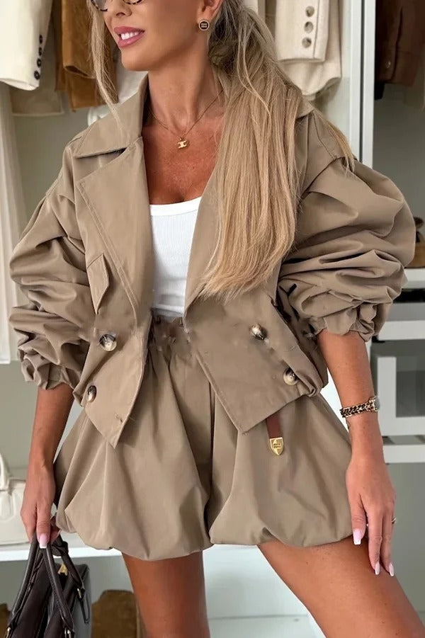Fashion Style High Rise Elastic Waist Pocketed Bloomer Shorts