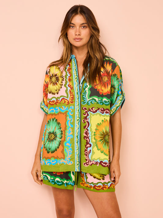 Vacation Printed Short Slevees Shirt and Shorts Set