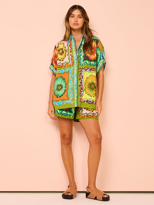 Vacation Printed Short Slevees Shirt and Shorts Set