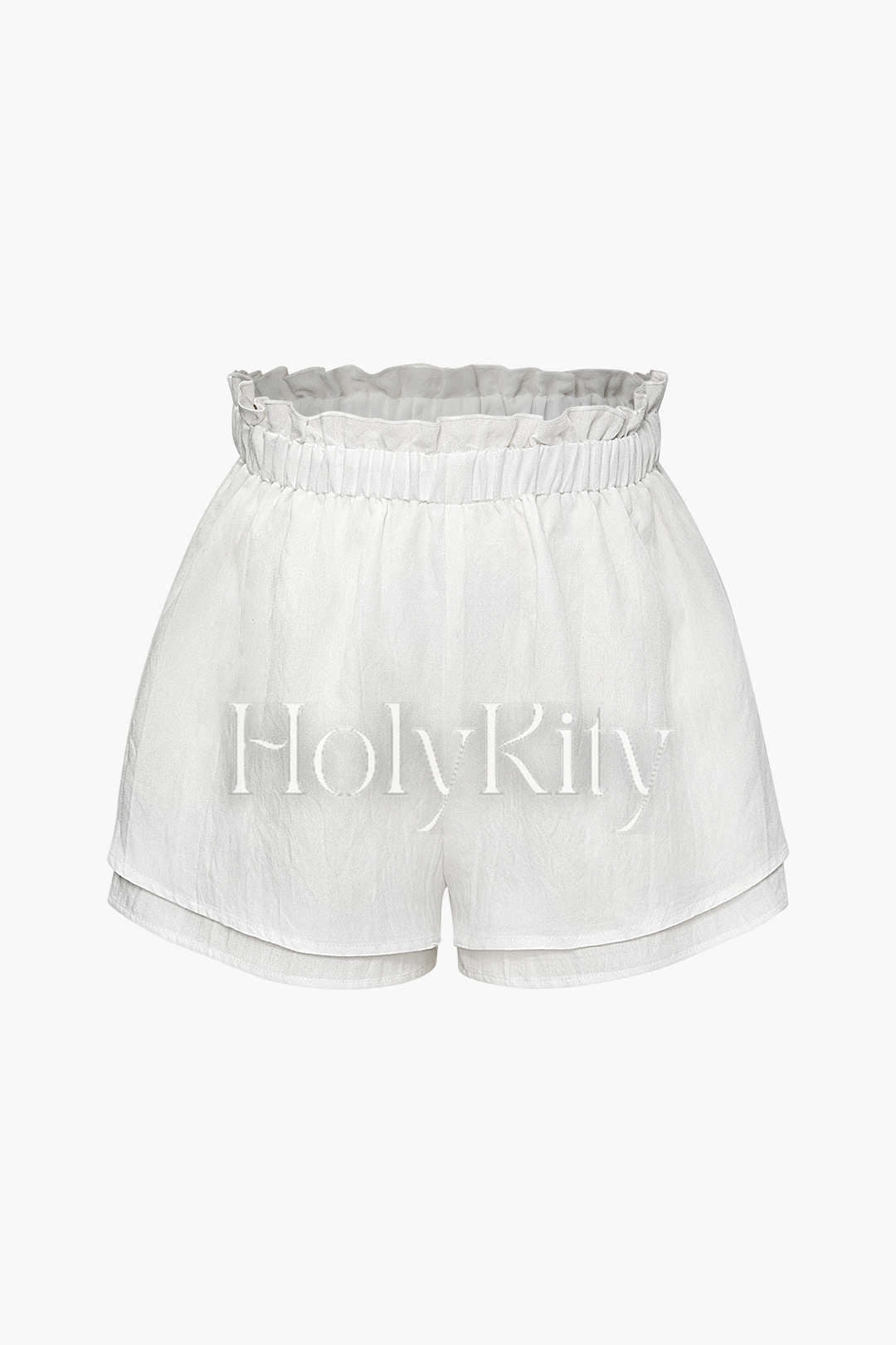 Linen-Blend Frill Elastic Waist Shorts