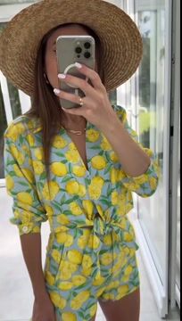 Lemon Print Vacation Shirt and Shorts Set