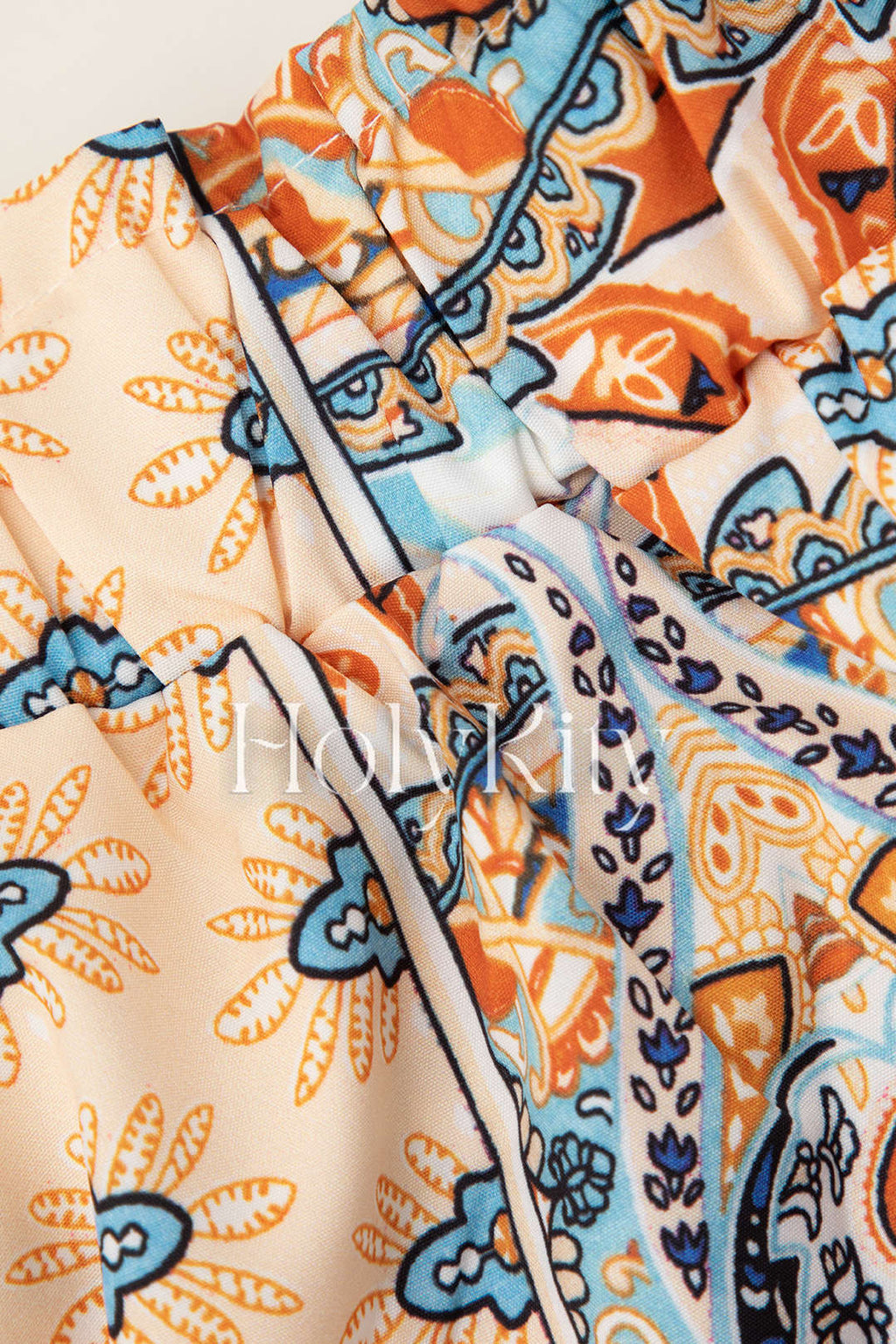 Boho Print Paperbag Waist Wide Leg Shorts