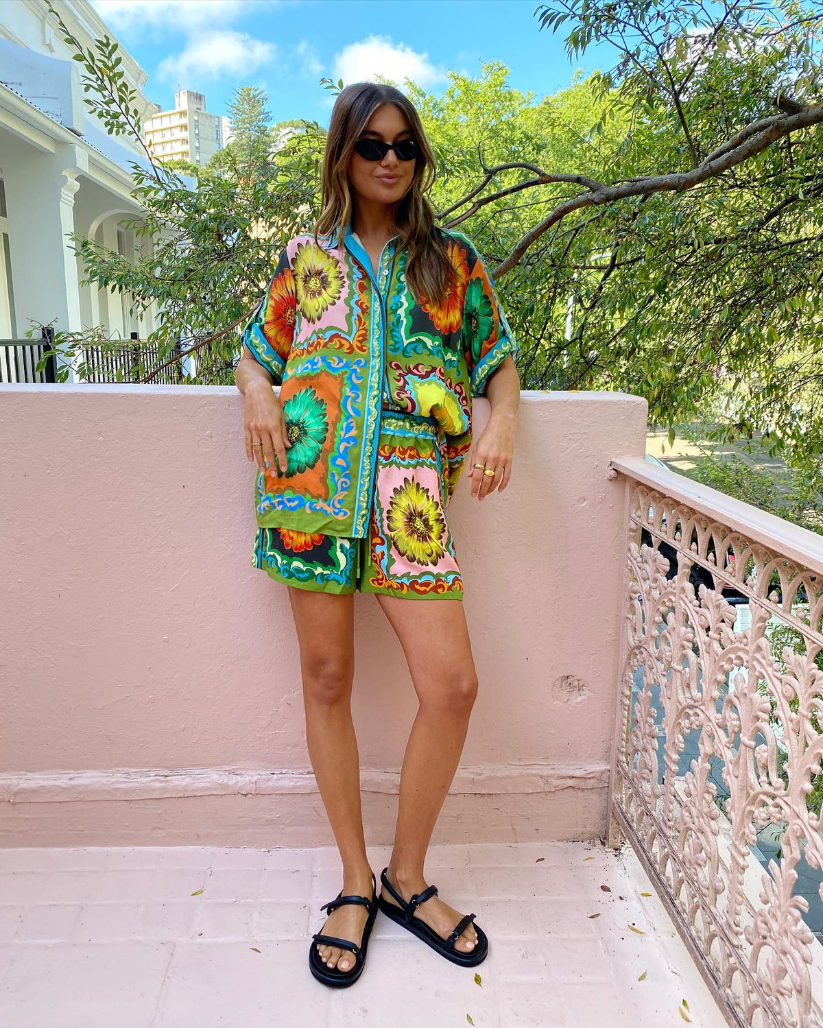 Vacation Printed Short Slevees Shirt and Shorts Set