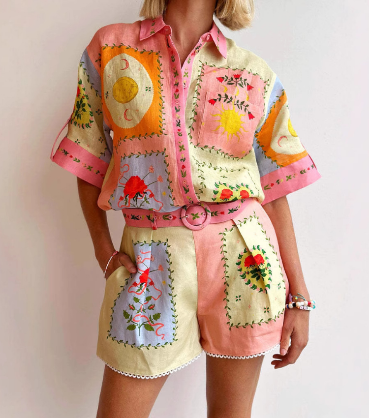 Casual Printed Shirt and Shorts