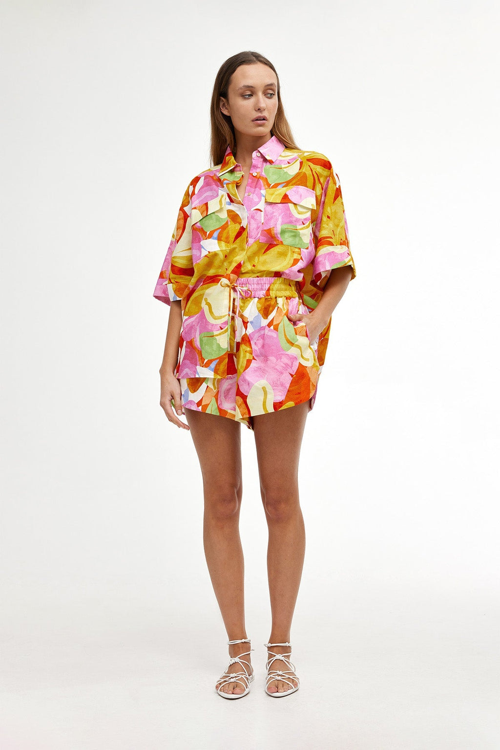 Casual Colorful Vacation Printed Shirt and Shorts Set