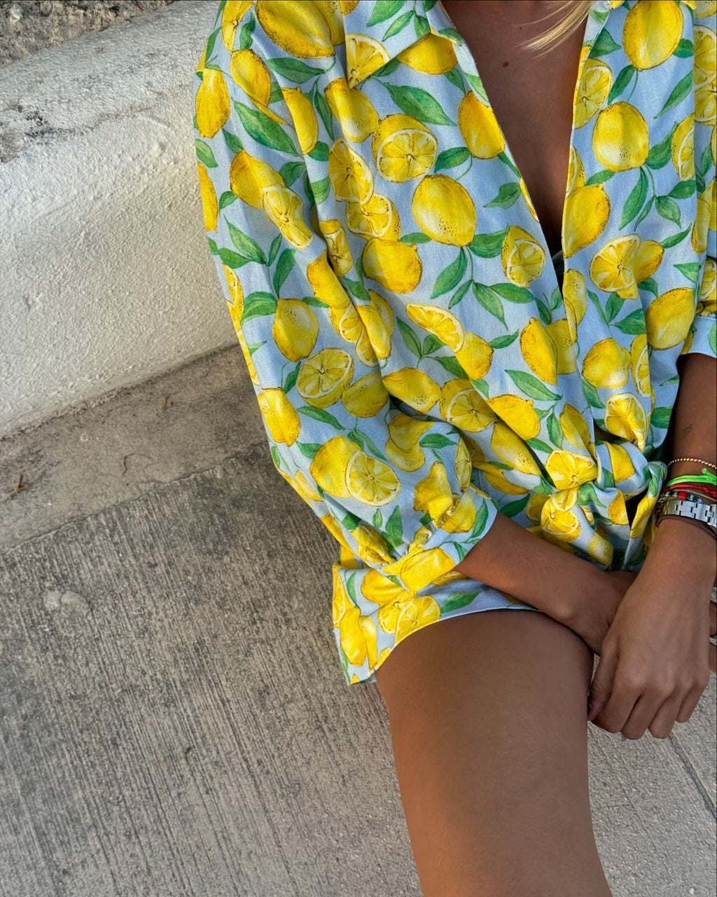 Lemon Print Vacation Shirt and Shorts Set