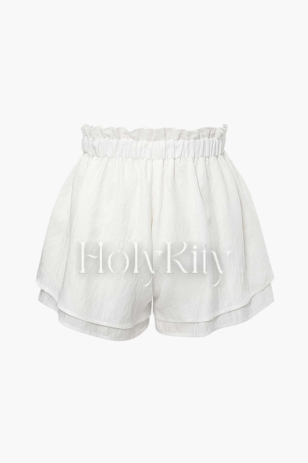 Linen-Blend Frill Elastic Waist Shorts