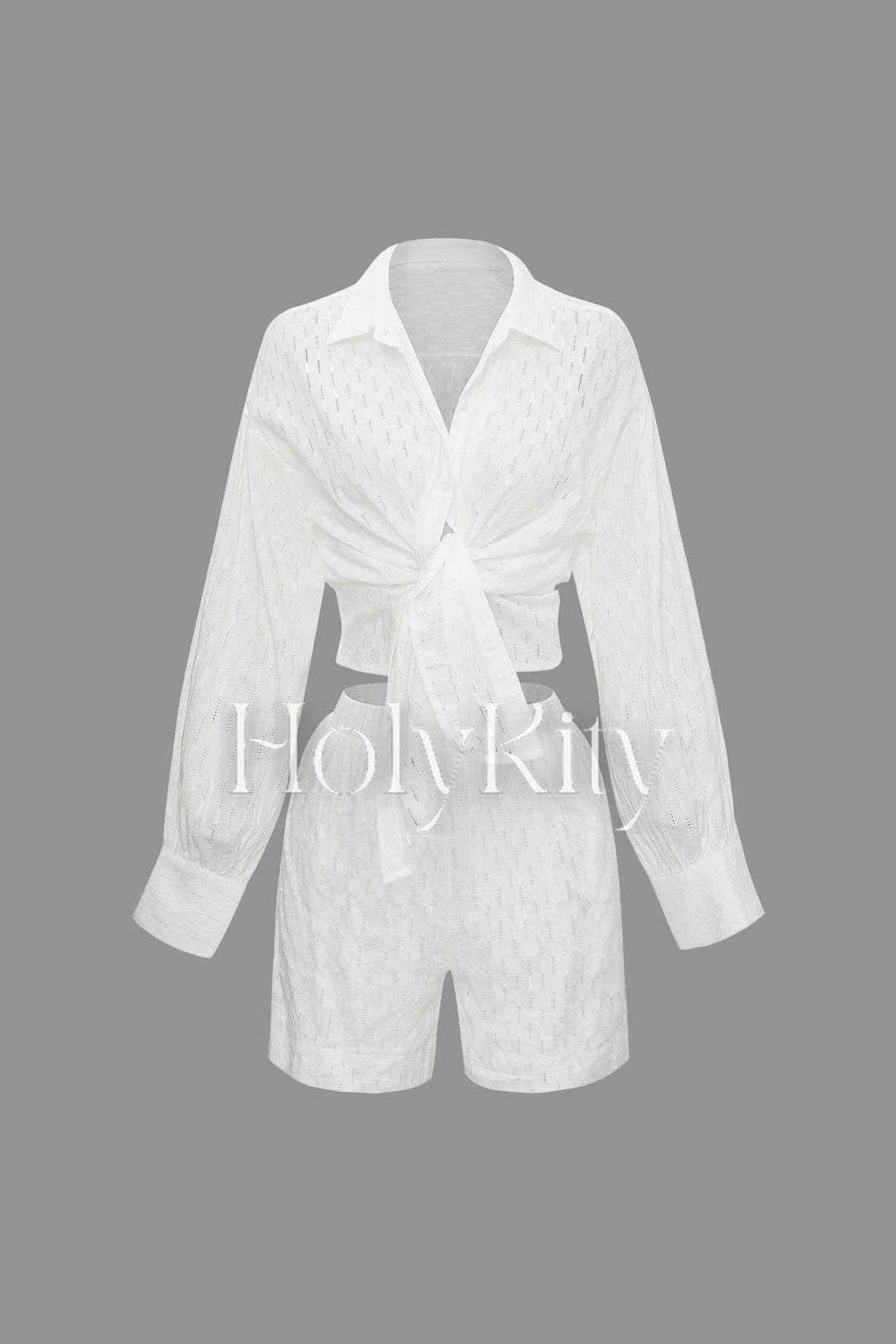 Button Up Long Sleeve Shirt And Shorts Set