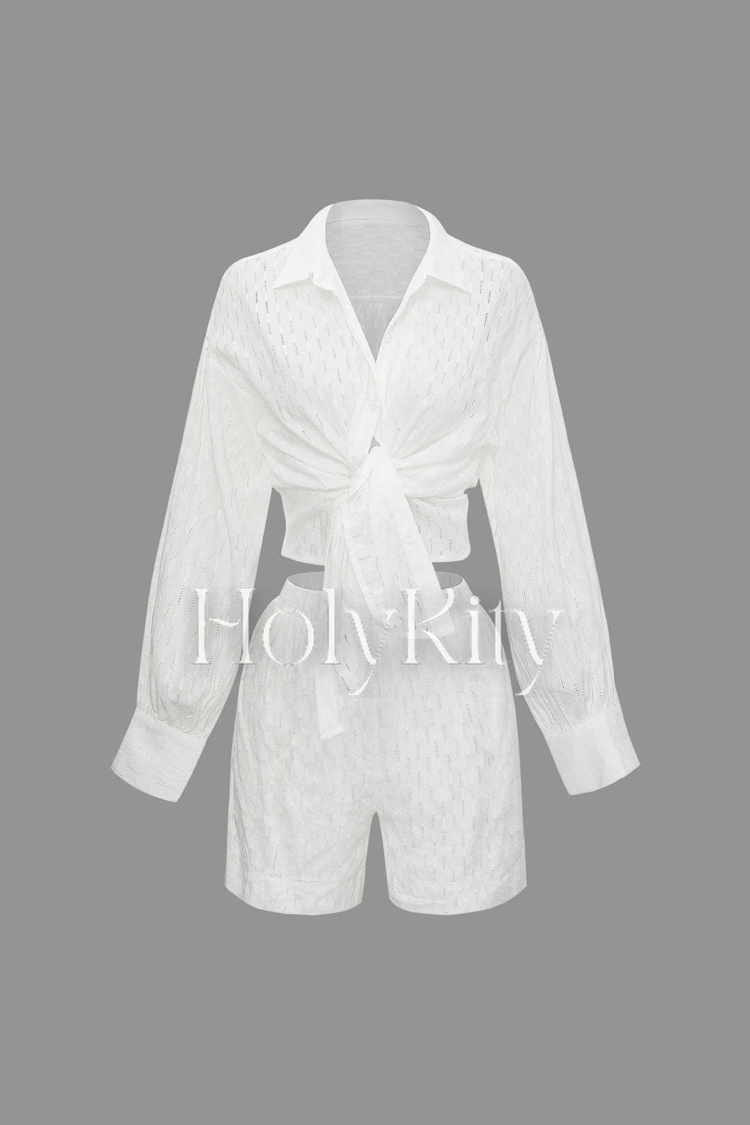 Button Up Long Sleeve Shirt And Shorts Set