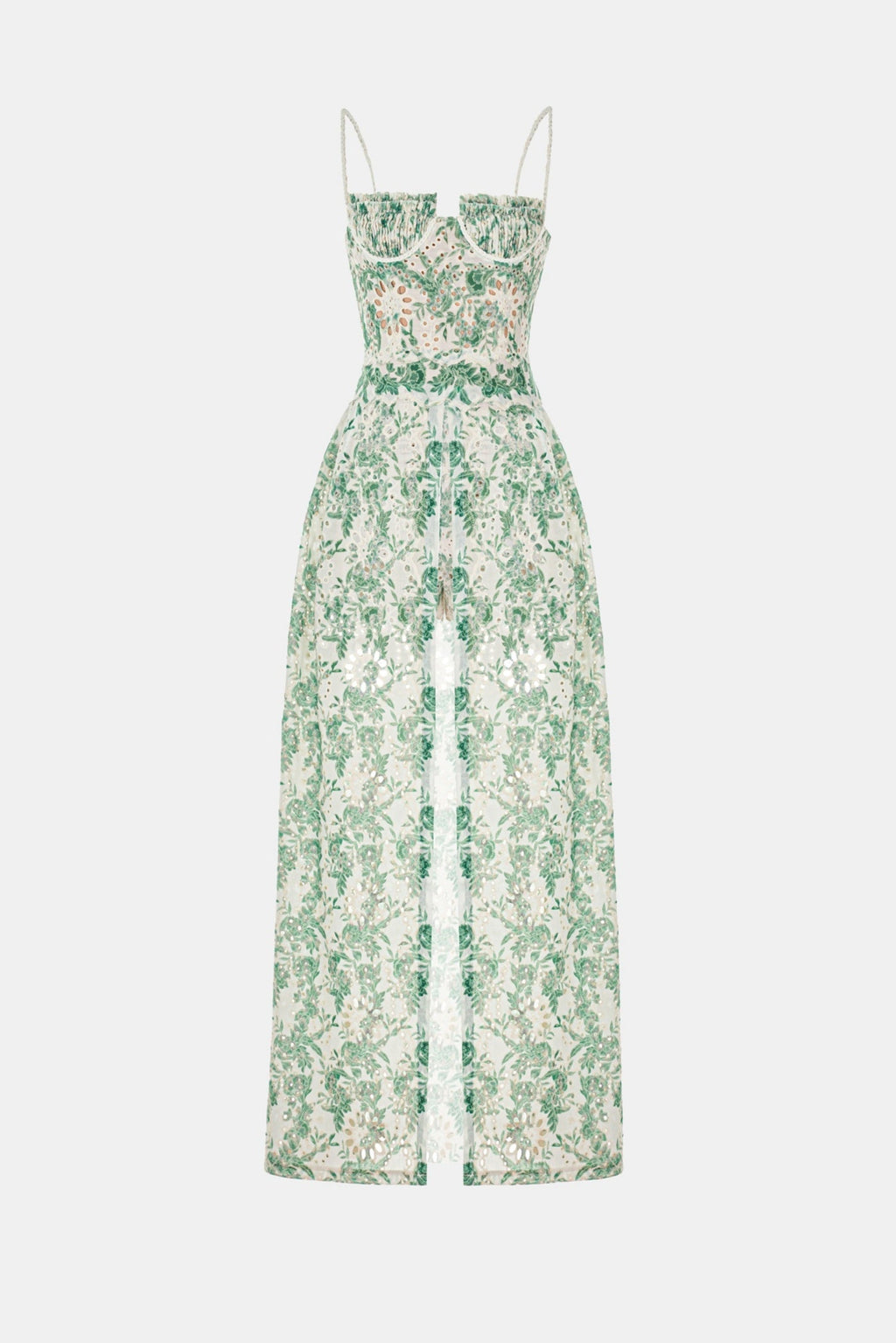 Abetzi Floral Embroidered Shorts & Maxi Dress Set - Green
