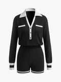 Contrast-Trim Knit Polo Top & Shorts Set