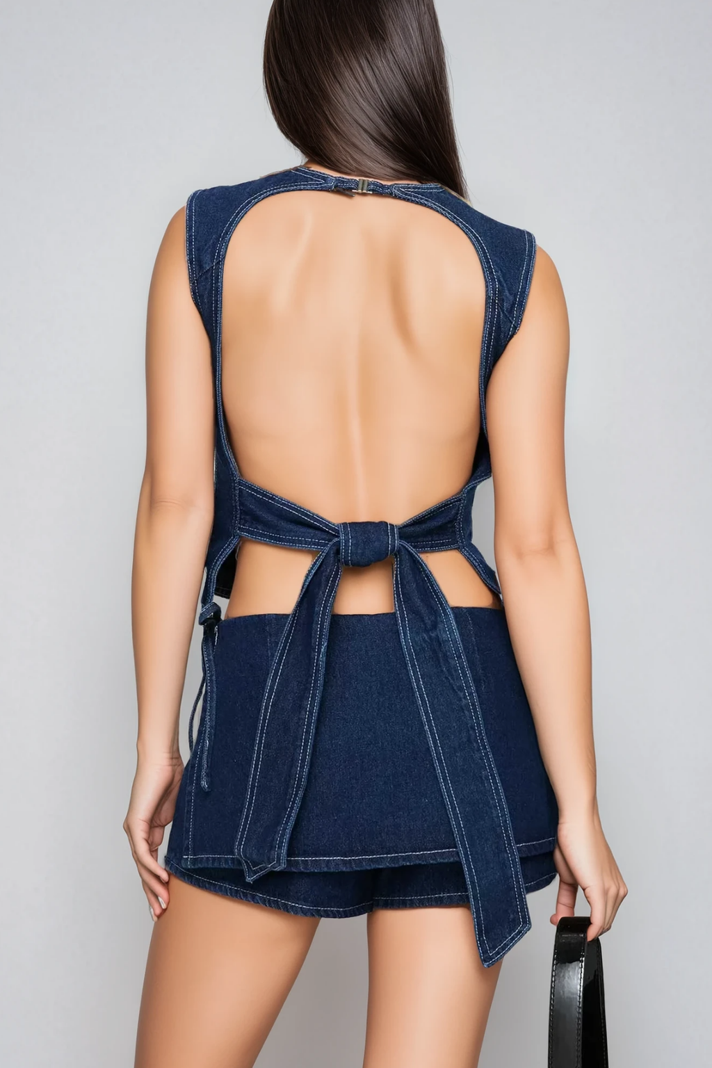 Bartholomeus Pocket Deconstruct Denim Mini Skirt In Dark Wash