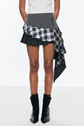 Bella Deconstruct Grid Asymmetric Fringe Skirt