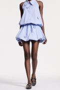 Chloris Grid Flower Mini Skirt