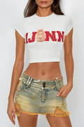 Dustin Ripped Fringe Denim Mini Skirt