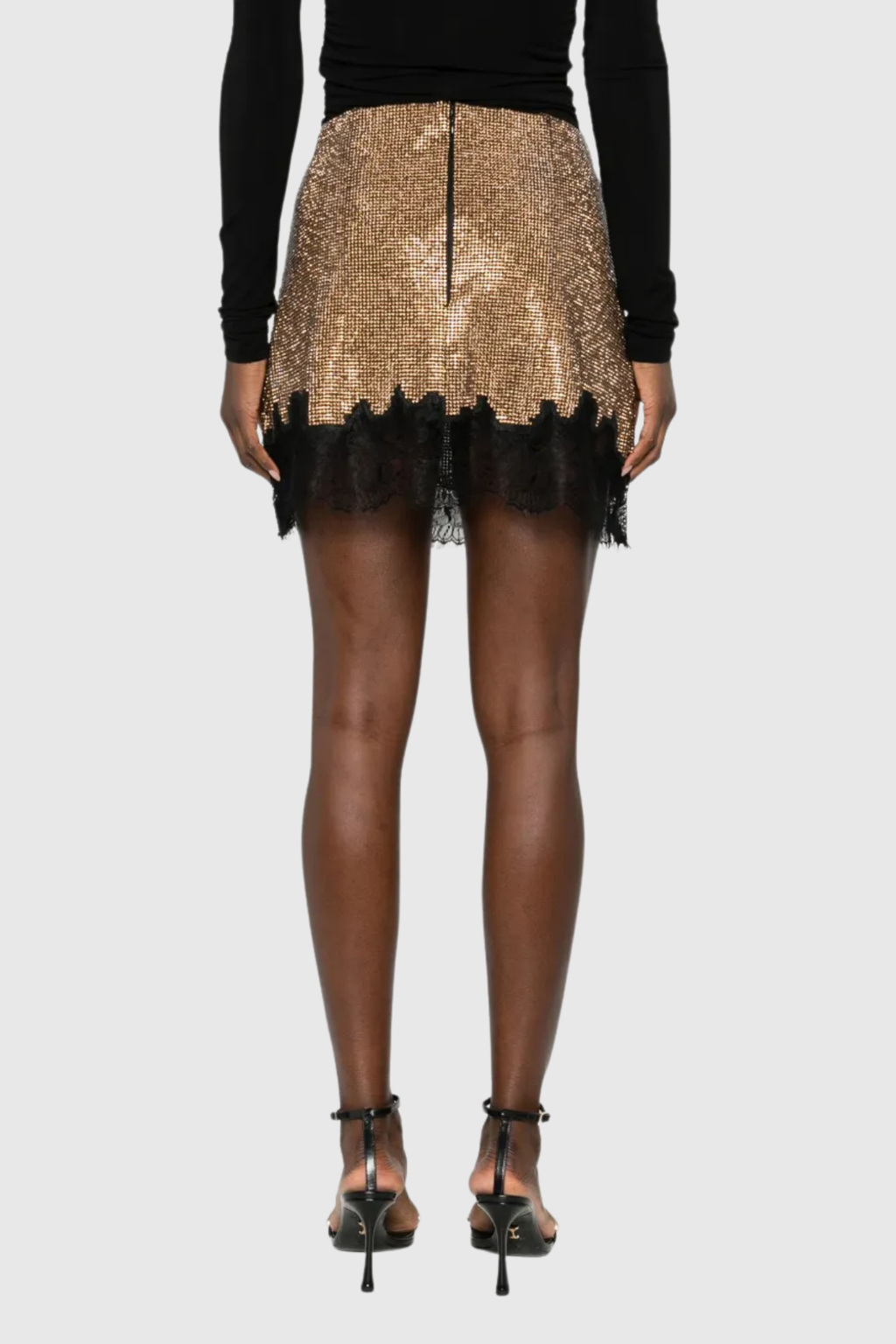 Dzintars Deconstruct Rhinestone Lace Mini Skirt