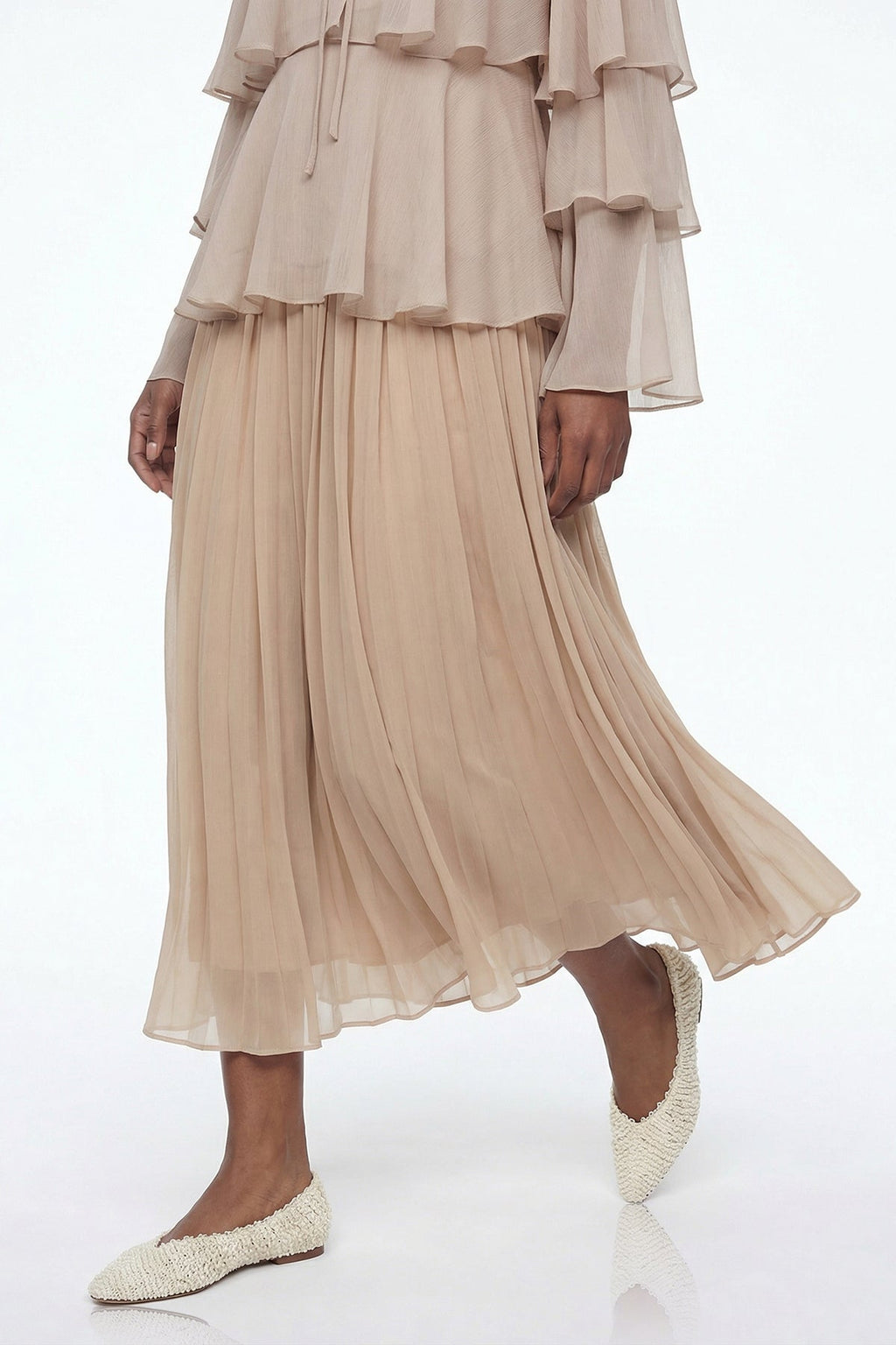 Elizaveta Ruffle Ruch Maxi Skirt