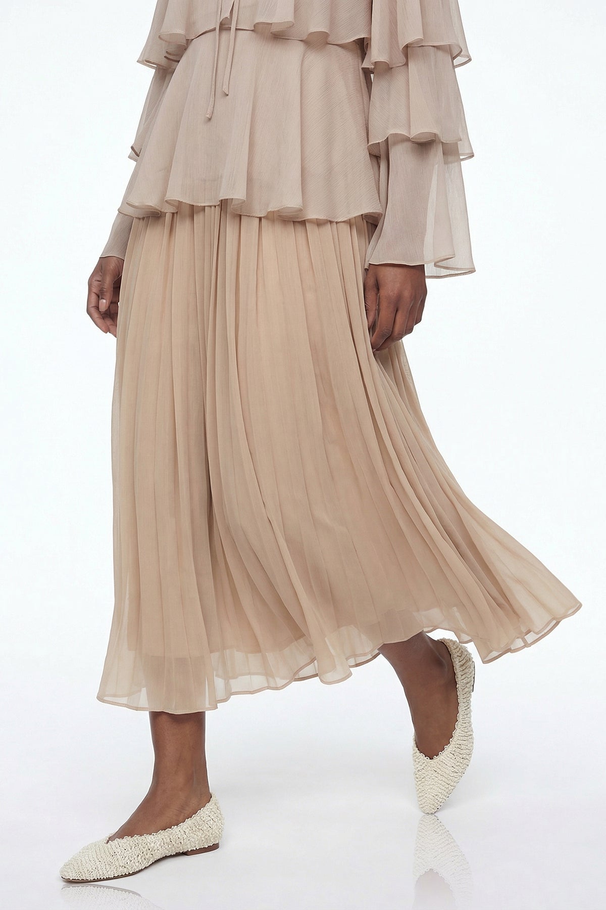 Elizaveta Ruffle Ruch Maxi Skirt