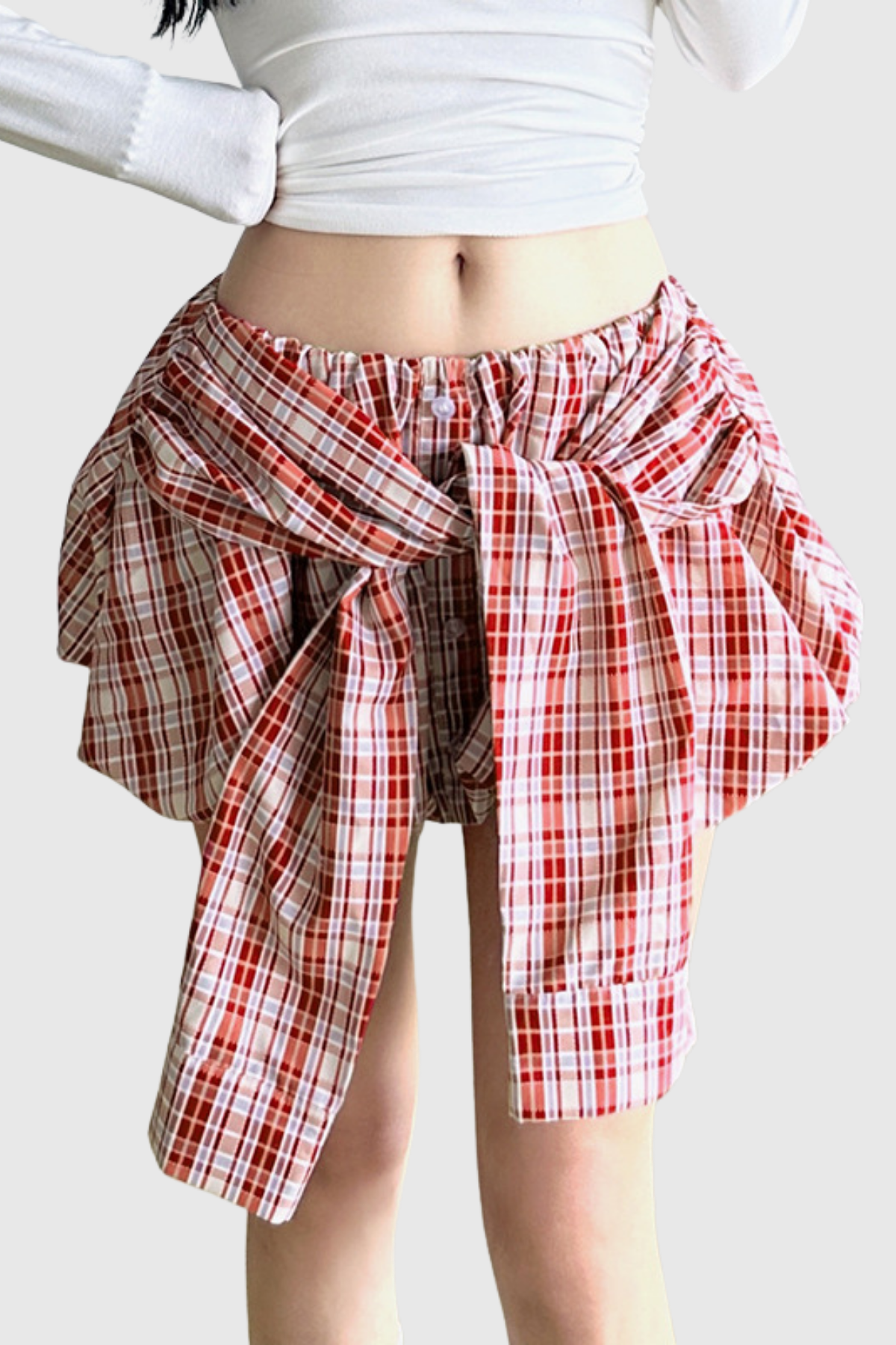 Farag Grid Tie Up Bubble Mini Skorts