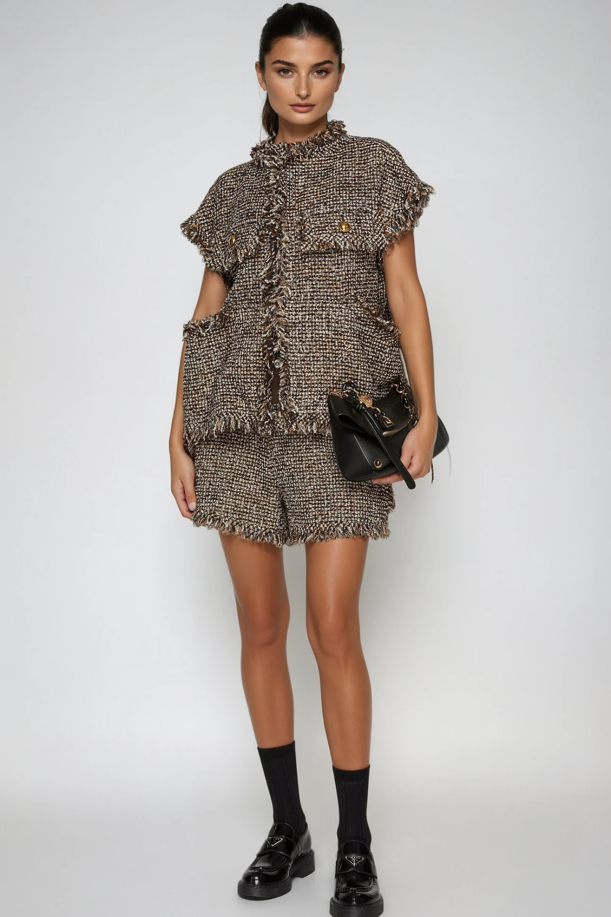 Farid Fringe Deconstruct Denim Short