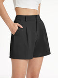 High Waisted Solid Trouser Shorts
