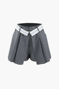 Contrast Waist Pleated Shorts