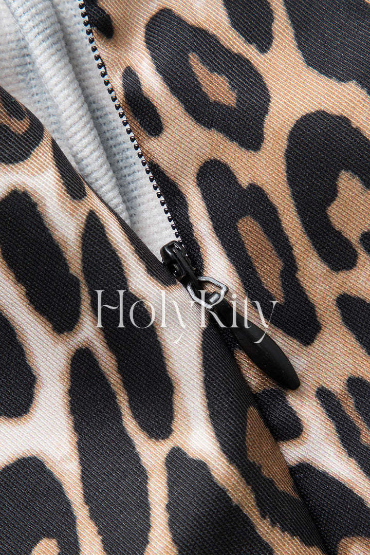 Leopard Print Slit Shorts