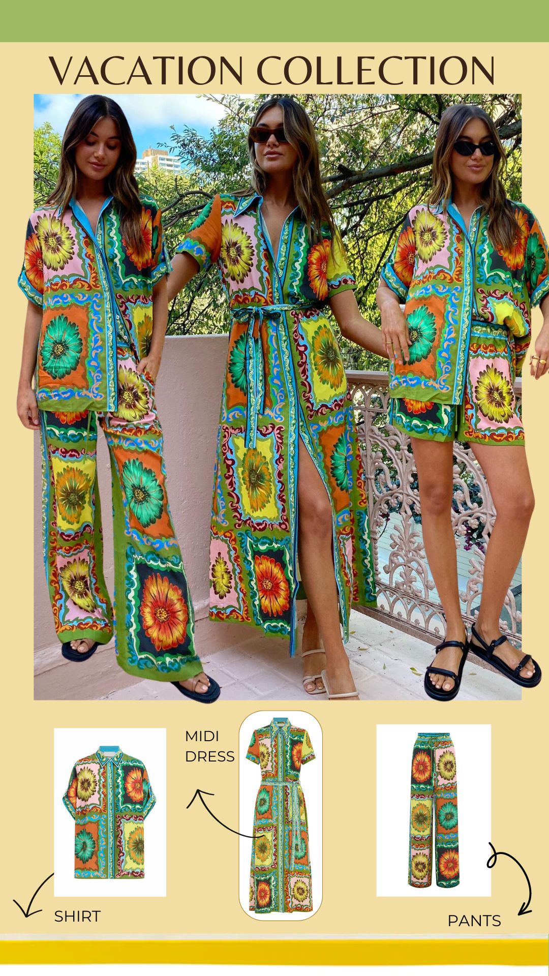 Vacation Printed Short Slevees Shirt and Shorts Set