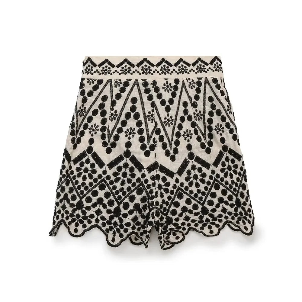 Embroidery Vacation Short Slevees Shirt and Shorts Set