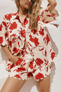 Fashionable and versatile lace print. stylish and casual Shorts Set