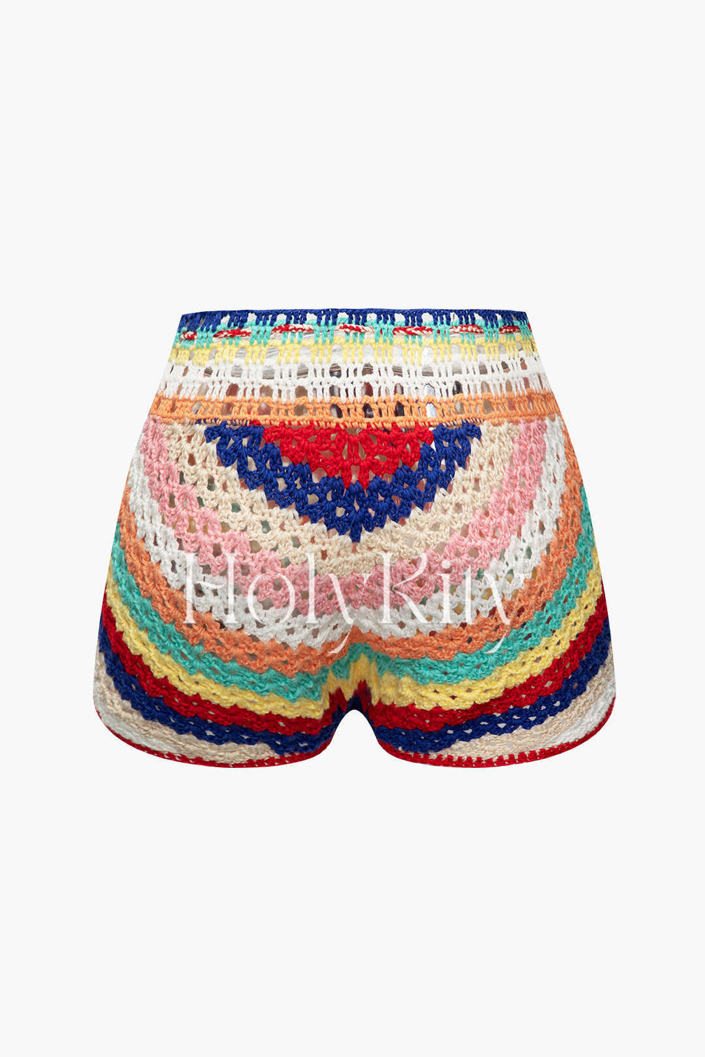 Rainbow Crochet Tie Waist Shorts